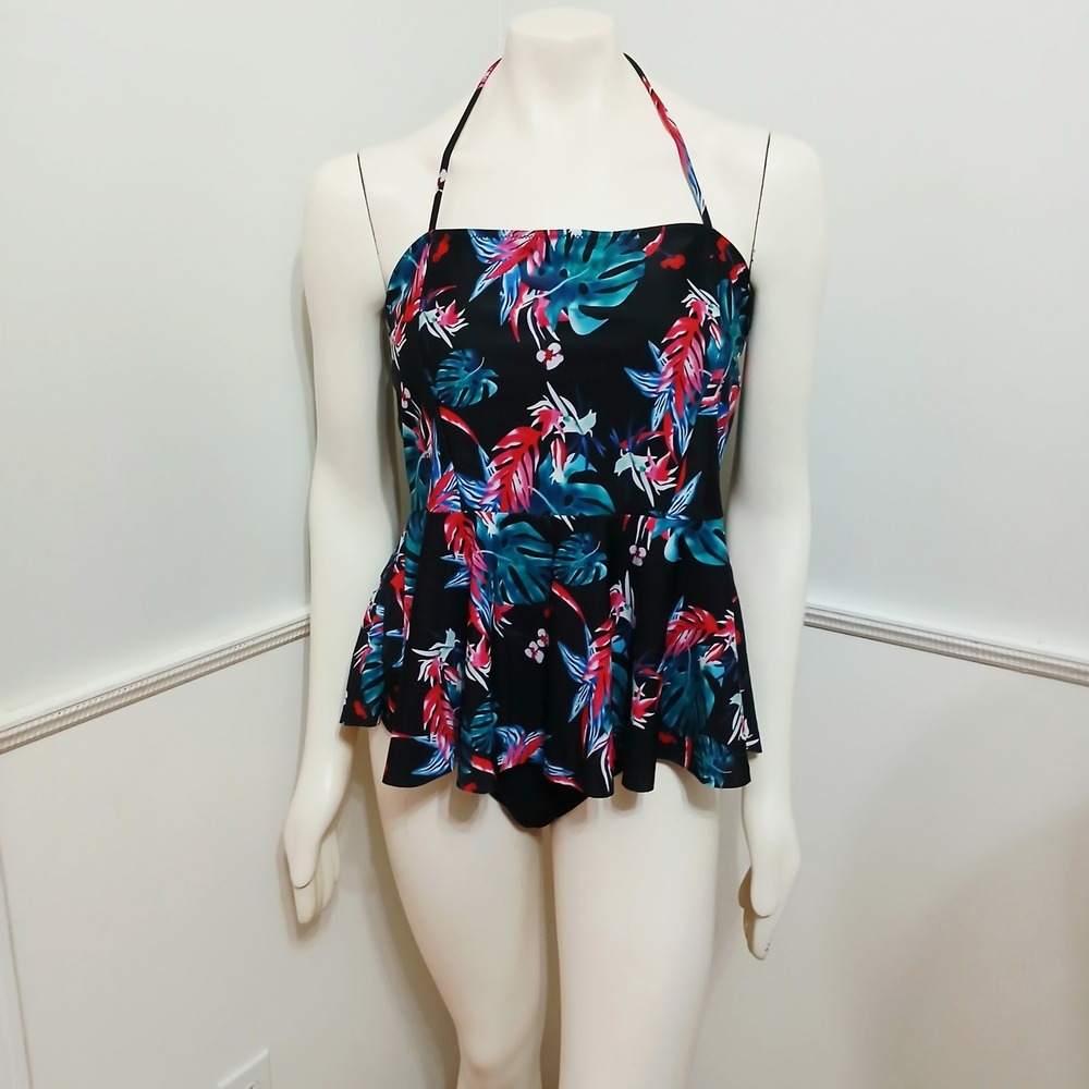 ADOME Womens XXL Tankini Tropical Floral Swimsuit NWOT